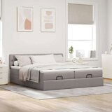 vidaXL Otomanski posteljni okvir z vzmetnicami taupe 200x200 cm blago | Shoptok.si