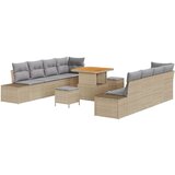  Set 11-delni vrtni kavč s blazinami bež poli ratan akacija | Shoptok.si