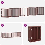 vidaXL Ograda za pse z vrati zložljiva 9 panelov rjava 450 cm les | Shoptok.si
