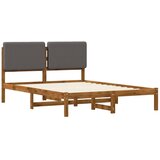  Krevetni okvir s tapiciranim uzglavljem Prirodna i svjetlosiva - Prirodna i svjetlosiva 135 x 190 cm | shoptok.hr