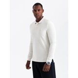 Ombre Structured men's polo longsleeve with patch - white | Shoptok.si