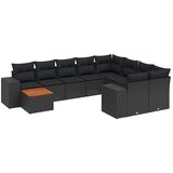  10-dijelni set vrtnih sofa s jastucima crni od poliratana Crna 83 x 62 x 69 cm | shoptok.hr