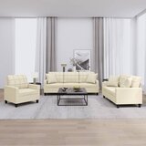  3-dijelni set sofa s jastucima krem od umjetne kože | shoptok.hr