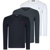 Dewberry TRIPLE SET T8587 V COLLAR MEN'S SWEATSHIRT-BLACK-WHITE-ANTHRACITE | shoptok.hr