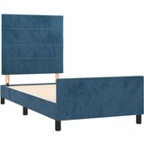  Posteljni okvir z vzglavjem temno moder 90x200 cm žamet, (20905189) | Shoptok.si