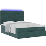  Otomanska postelja z vzmetnicami & LEDs temno zelena 140x200cm | Shoptok.si