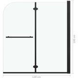  Sklopiva vrata za tuš-kabinu s 2 ploče ESG 120 x 140 cm crna | shoptok.hr