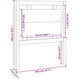  Uzglavlje za krevet crno 80,5 x 4 x 100 cm od masivne borovine | shoptok.hr