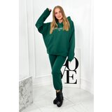 Kesi Insulated cotton set, sweatshirt with embroidery + trousers green | shoptok.hr