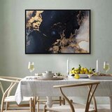  Slika - Marble and navy blue – abstract textured pattern inspired by the starry sky 120x80 U crnom drvenom okviru | shoptok.hr