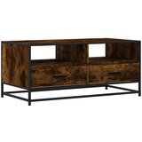 vidaXL Klubska mizica dimljen hrast 100x50x45 cm inžen. les in kovina | Shoptok.si
