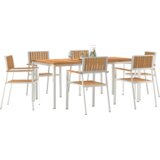 vidaXL set od 7 dijelova vrtni set za objedovanje od čvrste tikovine, vanjski stol za objedovanje 180x90x75 cm od čvrste tikovine, stolice za vrt 2 kom. od čvrste tikovine i metala, stolice za vrt 4 kom. od čvrste tikovine i metala | shoptok.hr