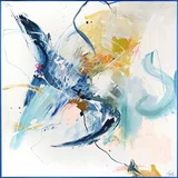 Malerifabrikken Slika z ročno naslikanimi elementi 102x102 cm Confidential Blue –
