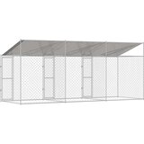  Kavez za psa s krovom Srebrno 600 x 200 x 256 cm Čelik i PE | shoptok.hr