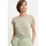 PepeJeans Bombažna kratka majica EVETTE ženska, zelena barva, PL505880