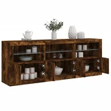 The Living Store Komoda z LED lučkami dimljen hrast 181,5x37x67 cm - Komoda, (21661011)