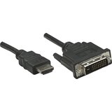 Manhattan DVI / HDMI adapterski kabel DVI-D 24+1-polni vtič\, HDMI-A vtič 3.00 m črna 372510 pozlačeni konektorji\, UL-certificirano DVI kabel, (20417630) | Shoptok.si