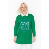 Trendyol Green Polo Collar Printed Knitted Sweatshirt with Soft Pillow | Shoptok.si