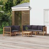  Sedežna garnitura 6-delna temno sive blazine bambus | Shoptok.si