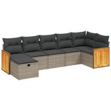 Maison Chic Seti vrtnega pohištva - Vrtna garnitura - Vrtni pohištvo set 7-delna z blazinami siv poli ratan, (21802136) | Shoptok.si