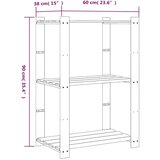  Stojalo s policami 3-nadstropno rjavo 60x38x90cm trdna borovina | Shoptok.si