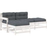 Maison Chic Seti vrtnega pohištva - Vrtna garnitura - Vrtni pohištvo set 4-delna z blazinami bela trdna borovina, (21810395) | Shoptok.si