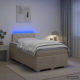  Krevet s box springom, madracem i LED-om Krem 120 x 190 cm | shoptok.hr