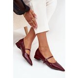 Boto Patent leather ballerinas with a delicate heel with strap Bordeaux Isvella Cene