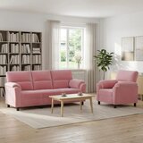  Set sofe 2 pcs Ružičasta Baršun - Ružičasta 1 sjedalo + trosjed | shoptok.hr