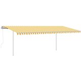  Avtomatsko zložljiva tenda s stebrički 6x3 m rumena in bela, (20954827) | Shoptok.si