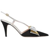 Valentino Bags Salonarji Escarpins Slingback Bowow nœud décoratif en cuir lamé Črna Cene