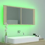  LED kupaonski ormarić s ogledalom boja hrasta 100x12x45 akrilni | shoptok.hr