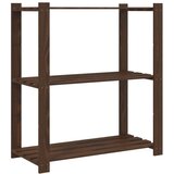 vidaXL Stalak za pohranu s 3 razine smeđi 80x38x90 cm masivna borovina | shoptok.hr