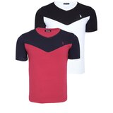 Dewberry DUAL SET T8591 MENS T-SHIRT-WHITE-BURGUNDY Cene