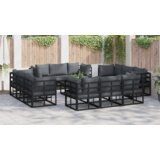 vidaXL Vrtna sedežna garnitura 13 pcs Črna 70 x 70 x 32 cm Aluminij | Shoptok.si