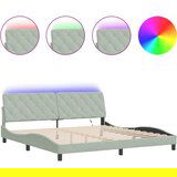 Maison Chic Posteljni okvir - Dvoposteljna postelja - Zakonska postelja z LED lučkami svetlo siva 200x200 cm žamet, (21695710) | Shoptok.si