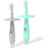 BabyOno Baby četkica za zube s graničnikom 12+ siva | shoptok.hr