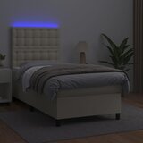 Krevet box spring s madracem LED krem 90x200 cm od umjetne kože | shoptok.hr