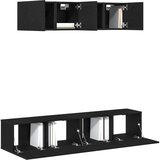 vidaXL 6-delni set TV omar, zidna montaža, črni hrast, inženirski les, Črna hrastova TV stojala 80x30x30 cm, narejena iz inženirskega lesa, zidne TV omare 2 kosa črni hrast 30.5x30x30 cm | Shoptok.si