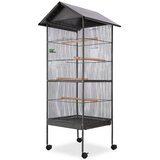  Kavez za ptice s čeličnim krovom crni 66x66x155 cm | shoptok.hr