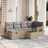 Maison Chic Seti vrtnega pohištva - Vrtna garnitura - Vrtni pohištvo set 7-delna z blazinami bež poli ratan, (21803229) | Shoptok.si
