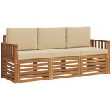  Setovi sofa s jastukom 3 pcs Prirodna i bež Čvrsto drvo akacije | Eponuda.ba