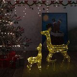 vidaXL božična dekoracija družina jelenov 160 toplo belih LED lučk | Shoptok.si