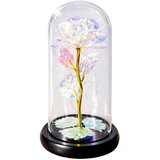  Vječna ruža u kristalnoj kupoli od stakla, šarena LED rasvjeta, 21x11cm | shoptok.hr