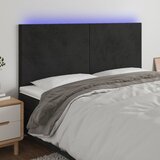 The Living Store led posteljno vzglavje črno 180x5x118/128 cm žamet - led vzglavje, (21418369) Cene