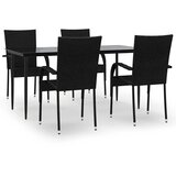  5-dijelni vrtni blagovaonski set od poliratana crni Crna Dužina stola 160 cm | Shoptok.si
