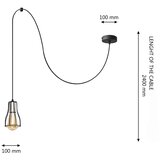  Visilica na sajli TUBE LONG 1xE27/15W/230V crna/hrom | Eponuda.com