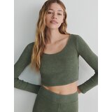 Reserved - Top dugih rukava s acid wash efektom - maslinasto | shoptok.hr