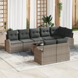  Set vrtnih kauča (vrtna garnitura) od 8 dijelova s jastučićima crni poli ratan | shoptok.hr