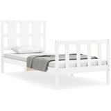 The Living Store Posteljni okvir z vzglavjem bel 100x200 cm trden les - Posteljni Okvir, (21526901) | Shoptok.si